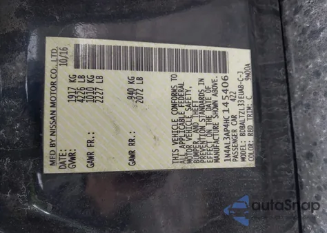 2017 Nissan Altima 2.5 Sl from USA, damaged, VIN 1N4AL3AP4HC145406